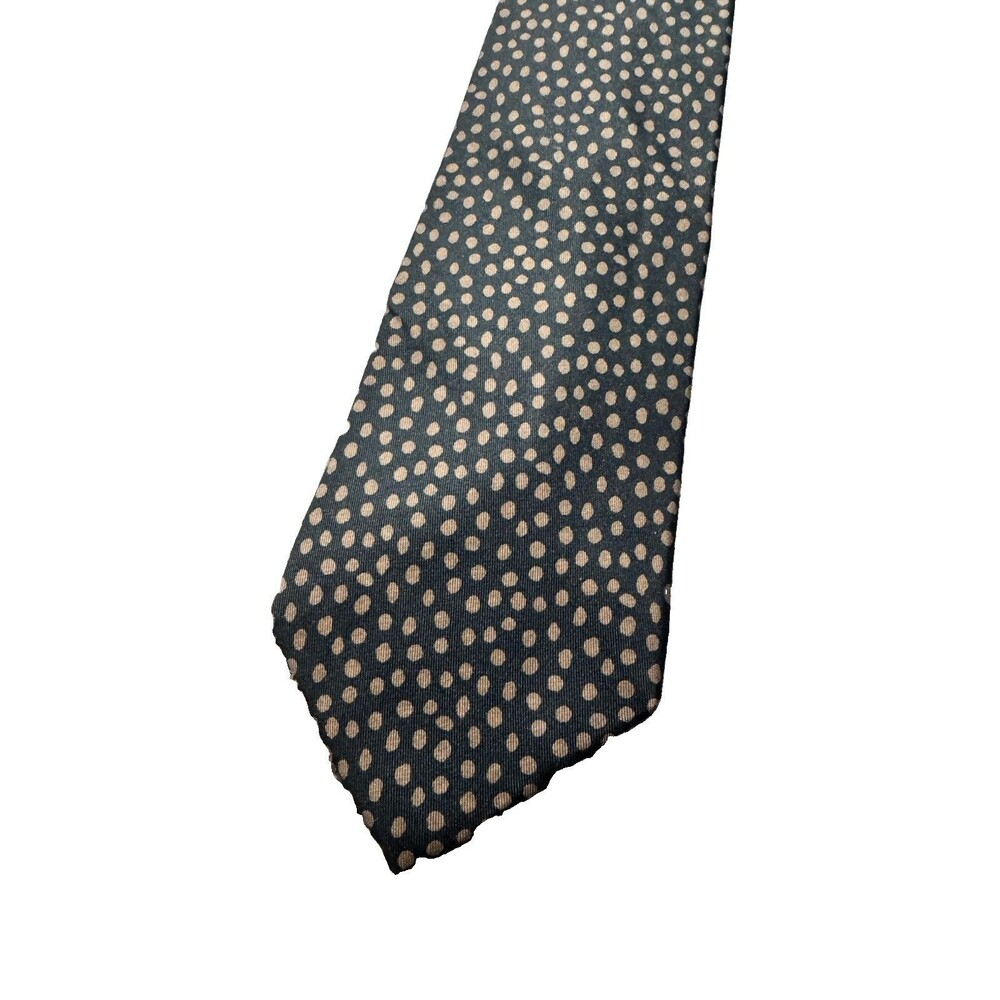 Borelli Italy Pure Silk Tie Black Taupe Polka Dot Geometric Mens 3.5”
